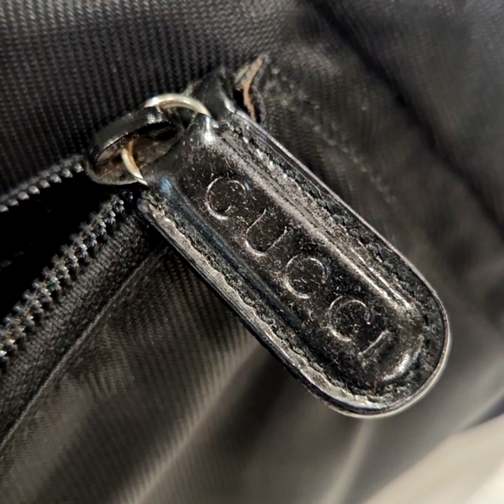 GUCCI Authentic Bamboo Black Classic Nylon Shoulder Bag 000 2058 0509 EUC!! - Picture 8 of 16